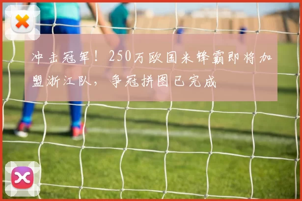 冲击冠军！250万欧国米锋霸即将加盟浙江队，争冠拼图已完成